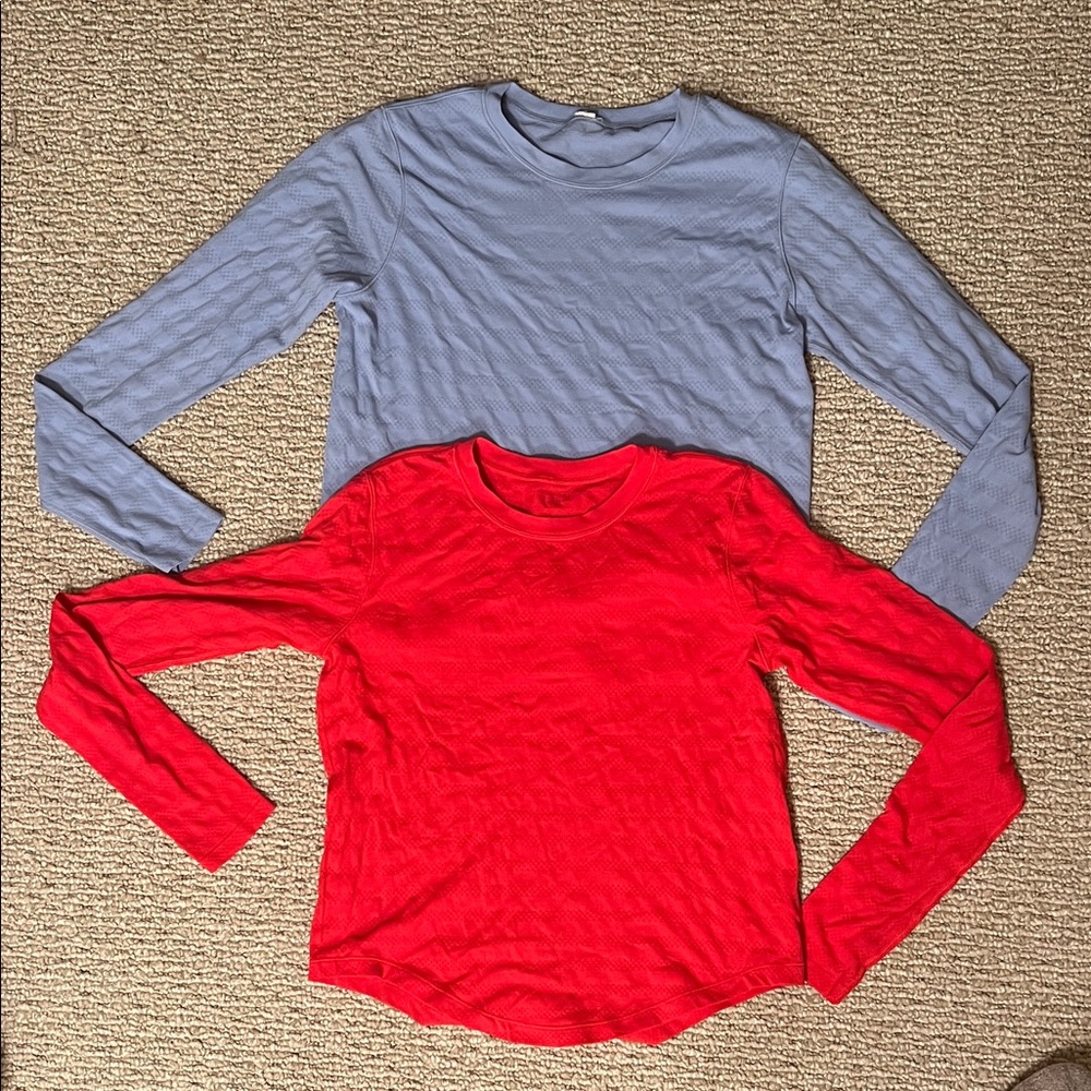 DSG Kids Long Sleeve Tees - Red and Light Blue